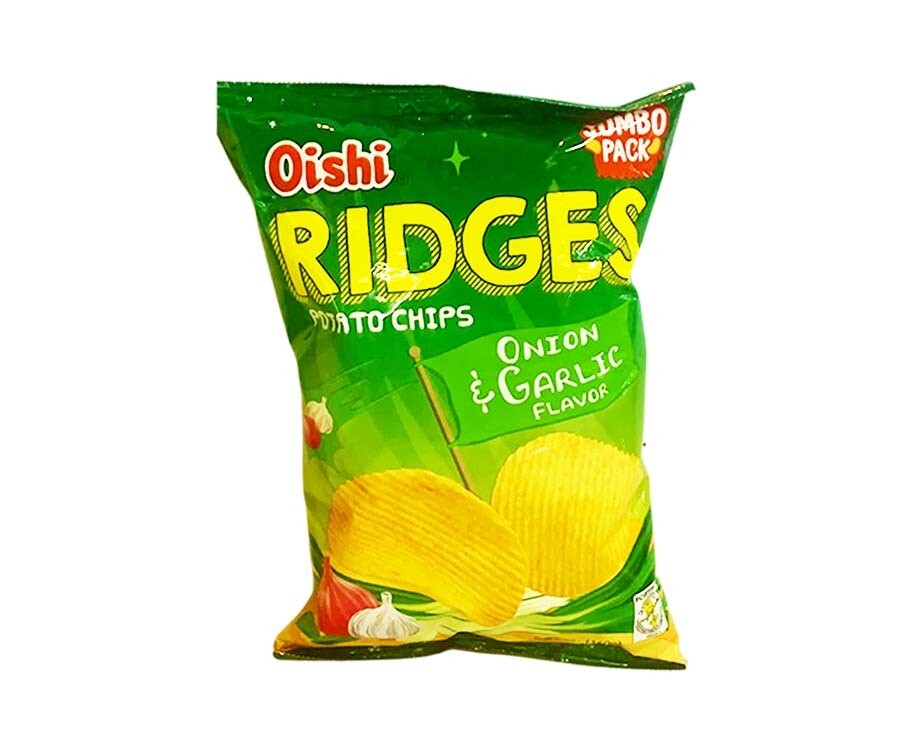 Oishi Ridges Potato Chips Onion &amp; Garlic Flavor Jumbo Pack 160g