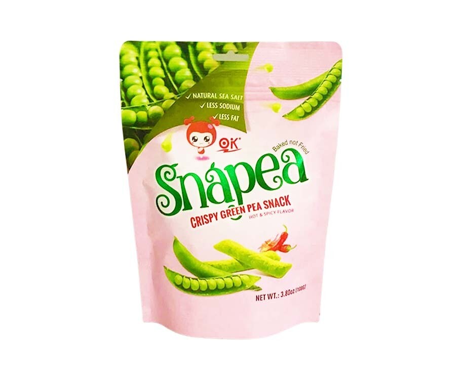 OK Snapea Crispy Green Pea Snack Hot & Spicy Flavor 3.80oz