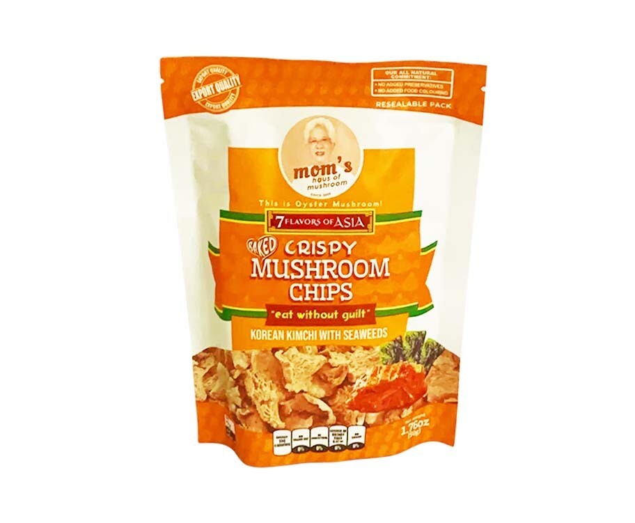 Mom’s Crispy Mushroom Chips Korean Kimchi with Seaweeds 1.76oz (50g)
