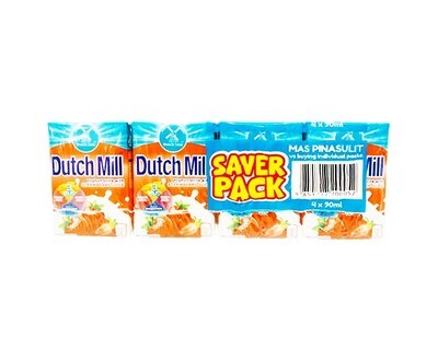 Dutch Mill Yoghurt Drink with Strawberry Juice Saver Pack (4 Packs x 90mL)