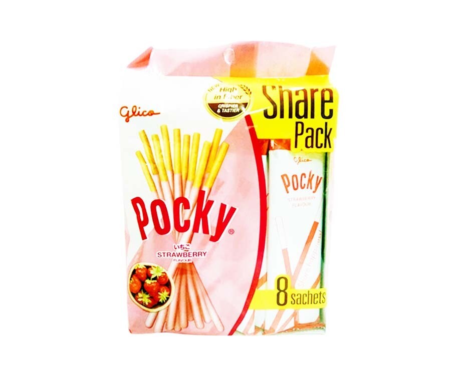Glico Pocky Strawberry Flavour Share Pack 8 Sachets 168g