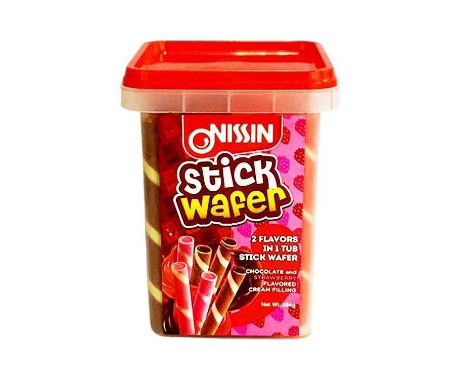 Nissin Stick Wafer Chocolate and Strawberry Flavored Cream Filling 264g
