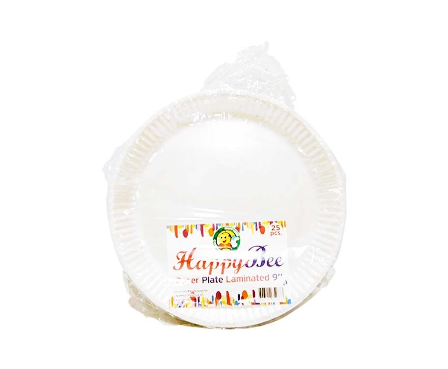 HappyBee Paper Plate Laminated 9" 25 Pieces