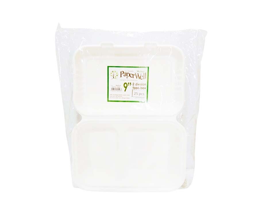 Welup Paper Well 2 Division Food Box 9" 25 Pieces