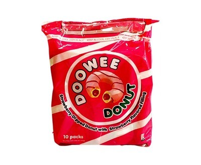 Doowee Donut Strawberry-Dipped Donut with Strawberry Flavored Filling (10 Packs x 42g) 420g