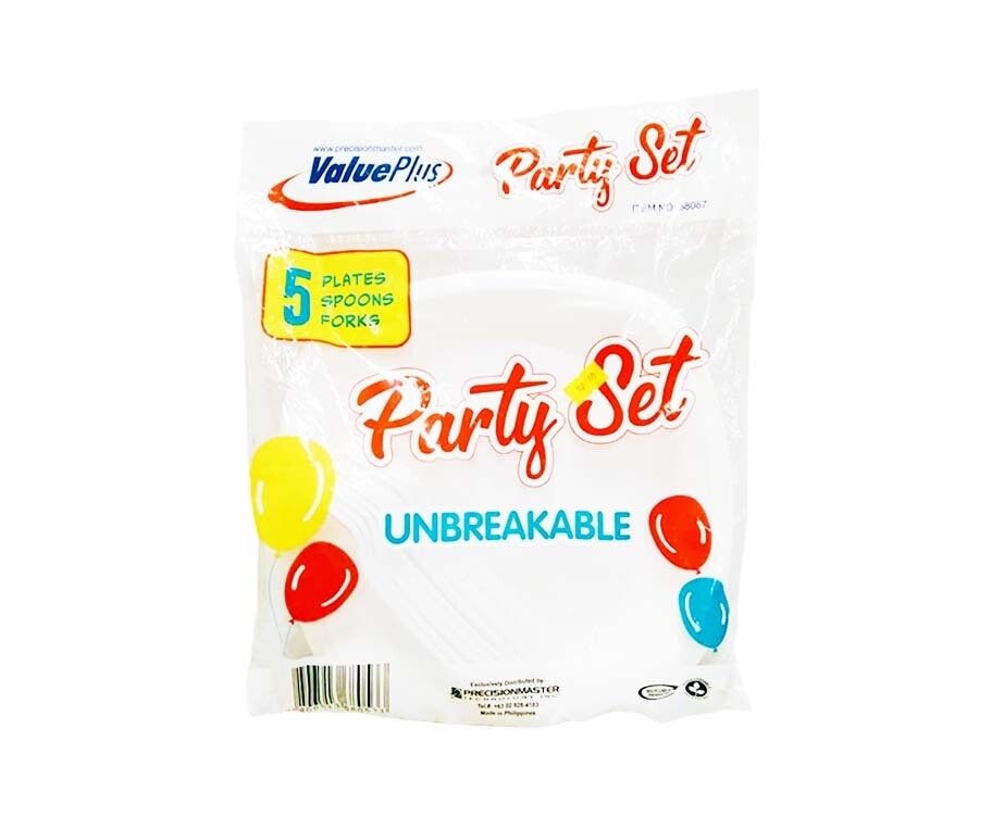 Value Plus Party Set 5 Plates, 5 Spoons, &amp; 5 Forks