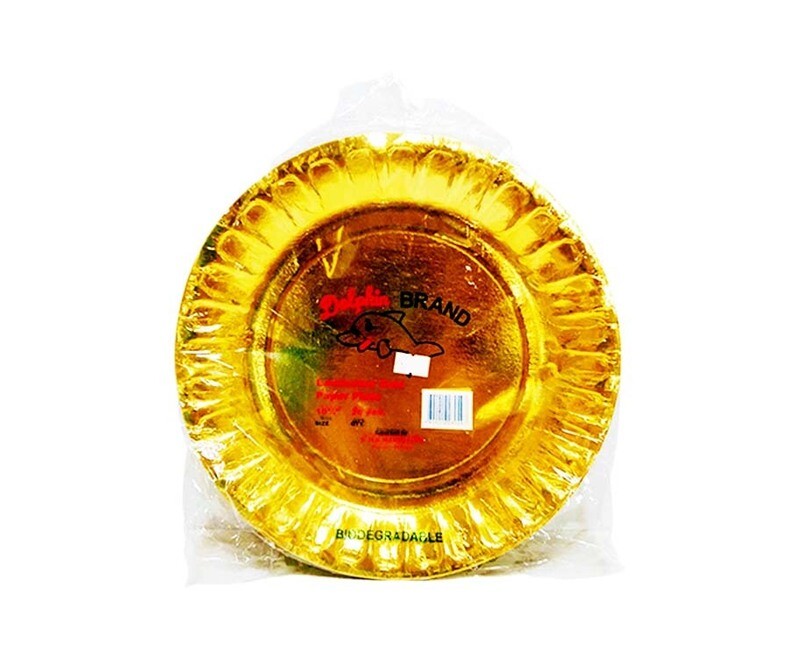 Dolphin Brand Laminated Gold Paper Plate 10 1/4 Inches 20 Pieces