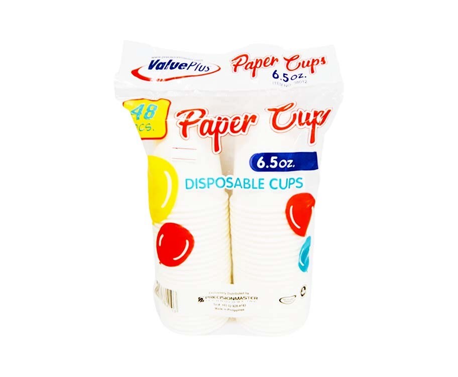 Value Plus Paper Cups Disposable Cups 6.5oz 48 Pieces