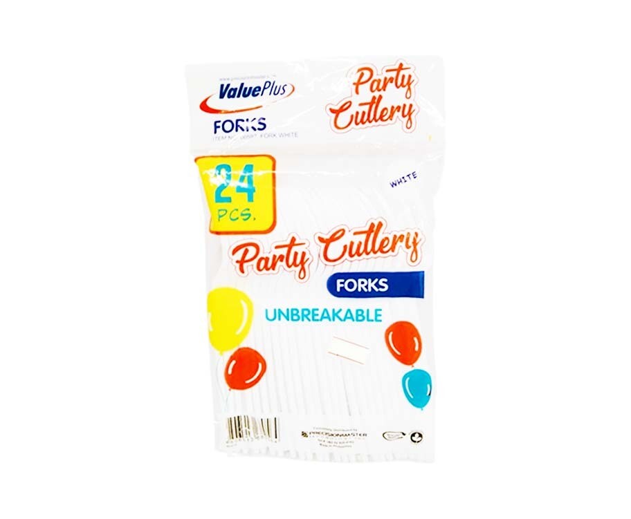 Value Plus Party Cutlery Fork White 24 Pieces