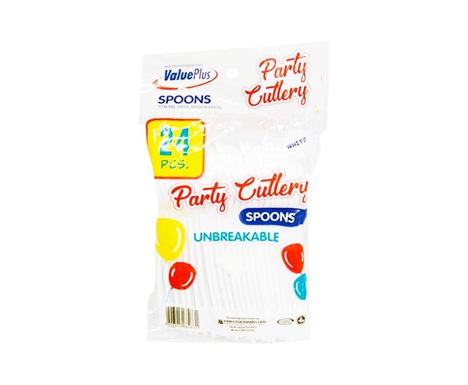Value Plus Party Cutlery Spoon White 24 Pieces