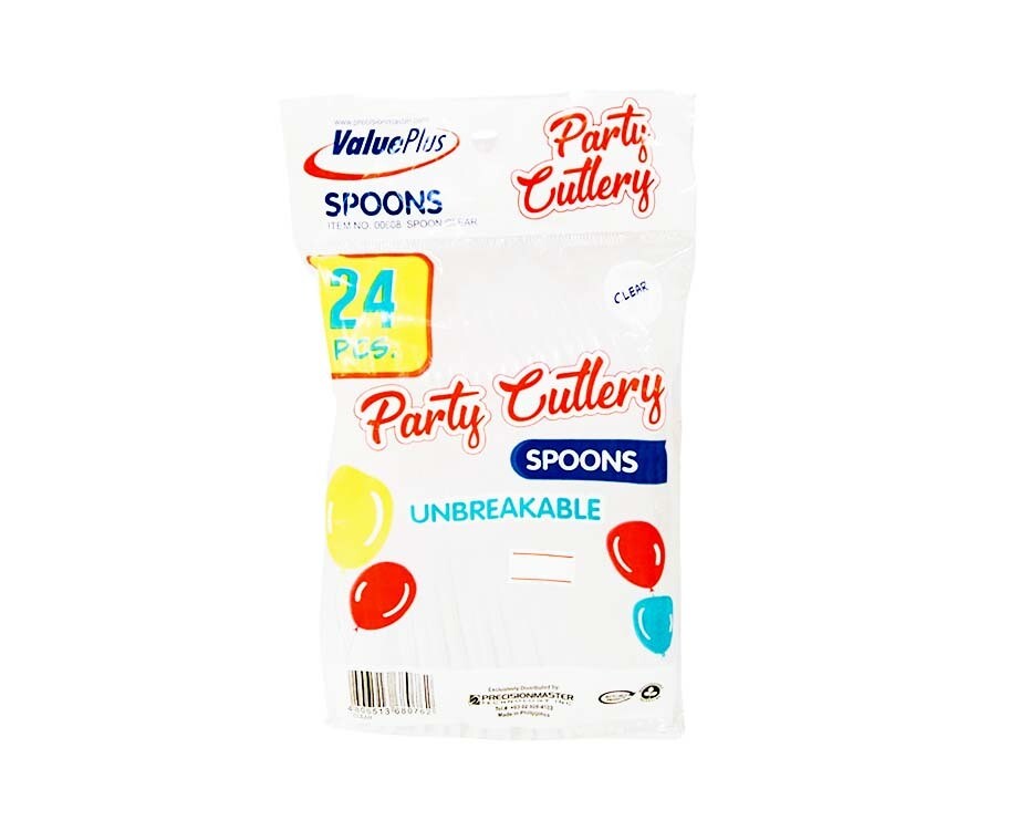 Value Plus Party Cutlery Spoons Clear 24 Pieces