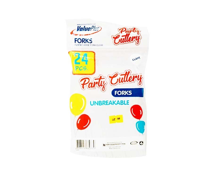 Value Plus Party Cutlery Fork Clear 24 Pieces