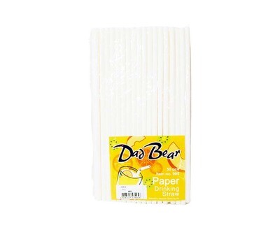 Dad Bear Paper Drinking Straw White 50 Pieces