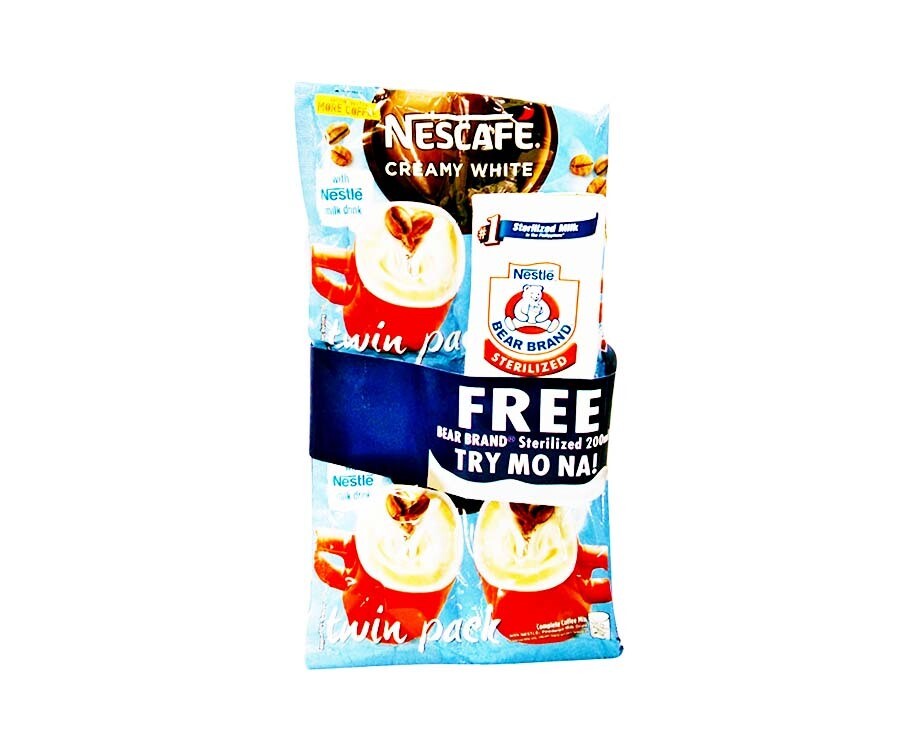 Nescafé Creamy White Complete Coffee Mix Twin Pack (10 Packs x 58g) + Free Nestlé Bear Brand Sterilized 200mL