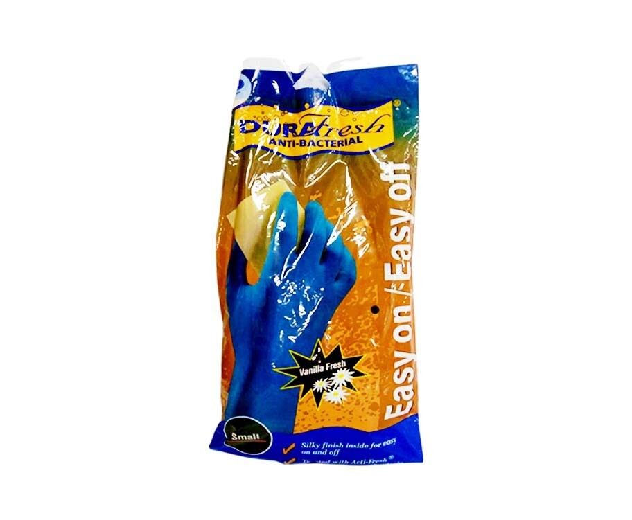 DuraFresh Anti-Bacterial Easy On/ Easy Off Rubber Gloves Small