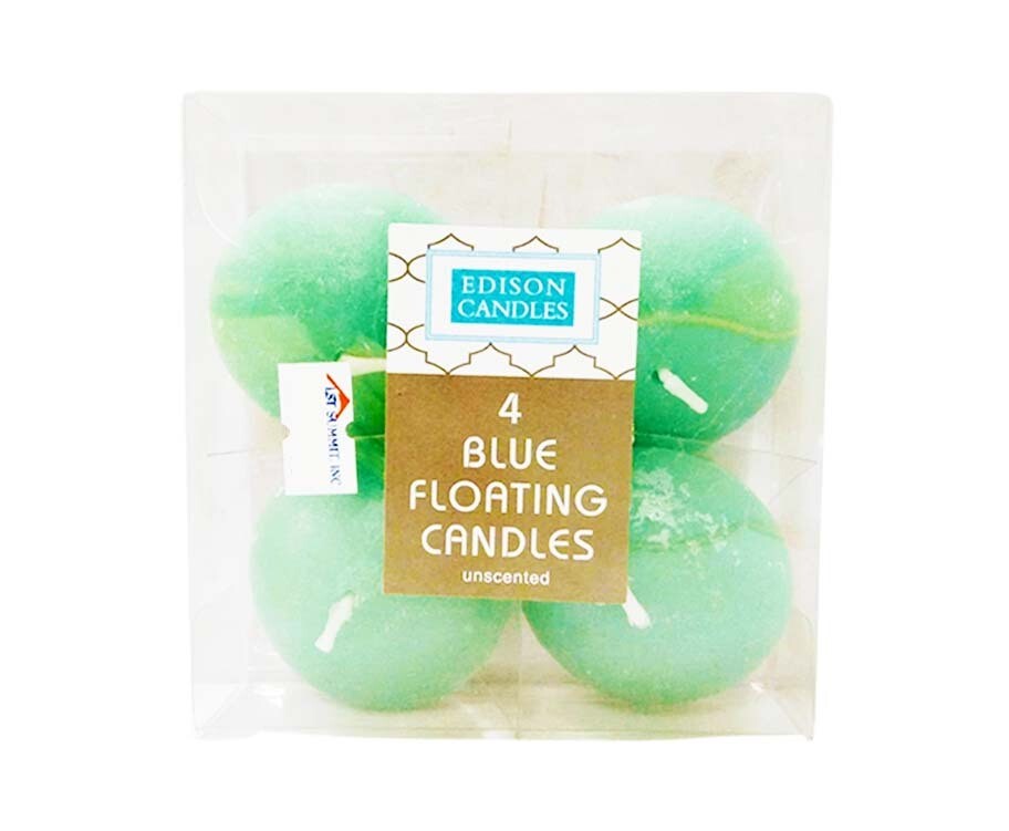 Edison Blue Floating Candles Unscented 4 Pieces
