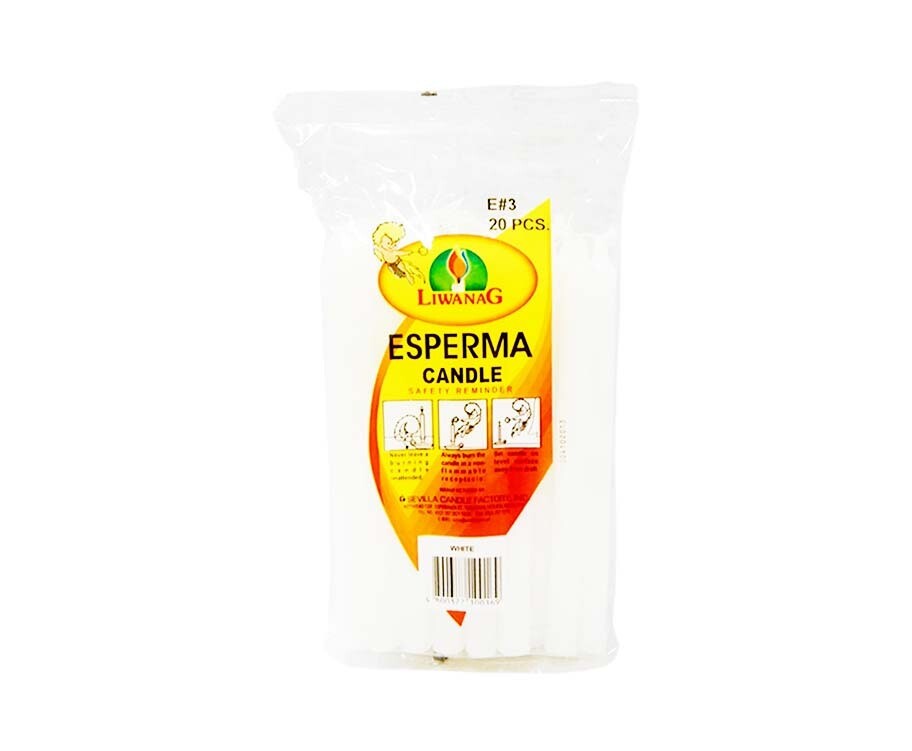 Liwanag Esperma Candle White E#3 20 Pieces