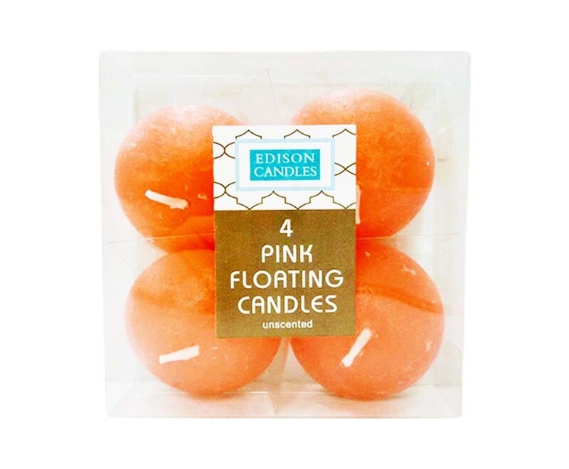 Edison Pink Floating Candles Unscented 4 Pieces