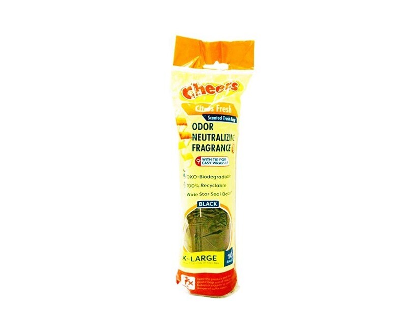 Cheers Citrus Fresh Scented Trash Bag Black X-Large 10 Pieces