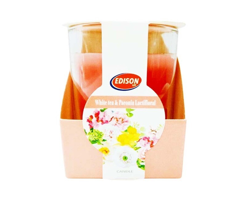 Edison Wax Candle Scented White Tea &amp; Paeonia Lactifloral 100g