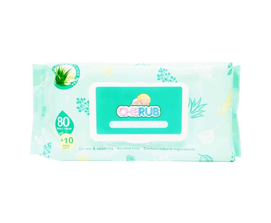 Cherub Scented Wipes Moisture-Rich with Aloe Vera 80+10 Wipes