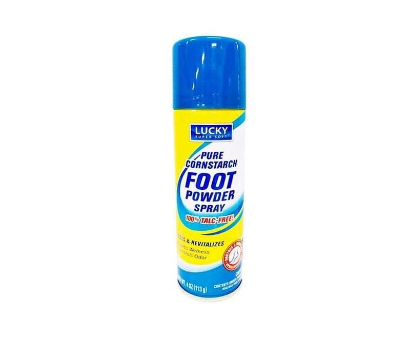 Lucky Superior Soft Pure Cornstarch Foot Powder Spray 100% Talc-Free 113g