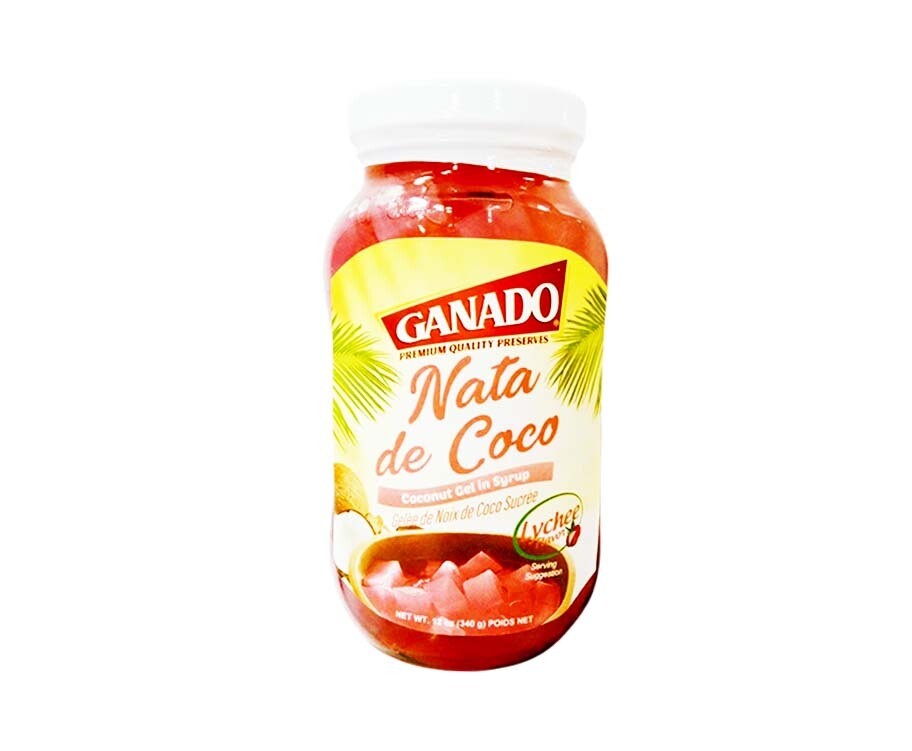 Ganado Premium Quality Preserves Nata de Coco Coconut Gel in Syrup Lychee Flavor 340g