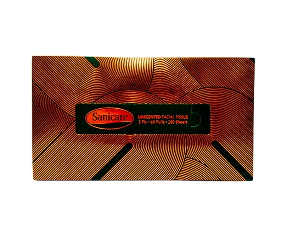 Sanicare Unscented Facial Tissue 3 Ply 60 Pulls 180 Sheets