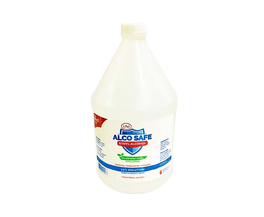 Uni Alco Safe Ethyl Alcohol 70% Solution 1 Gallon