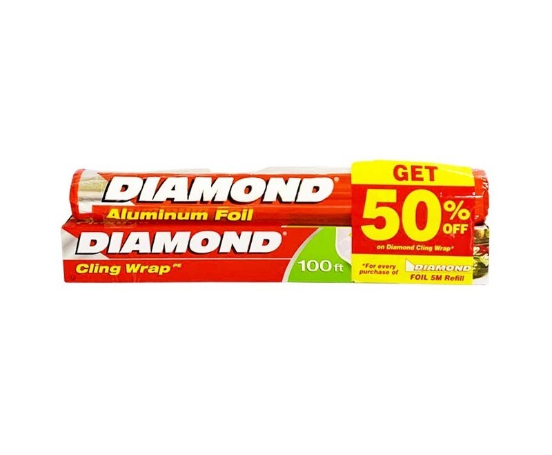 Diamond Aluminum Foil 5M Refill + Diamond Cling Wrap 100ft