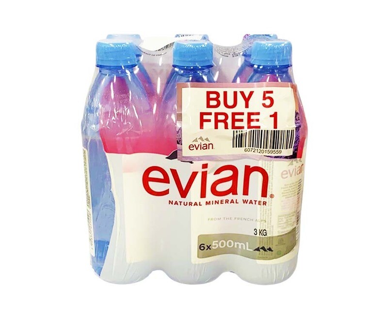 Evian Natural Mineral Water (6 Packs x 500mL) 3kg