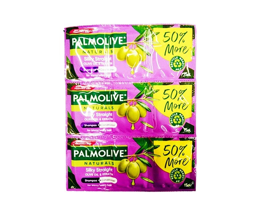 Palmolive Naturals Silky Straight Olive Oil &amp; Keratin Shampoo + Conditioner (6 Packs x 15mL)