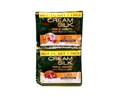 Cream Silk Triple Keratin Rescue Ultimate Straight Ultra Conditioner (11+1 Packs x 10mL)
