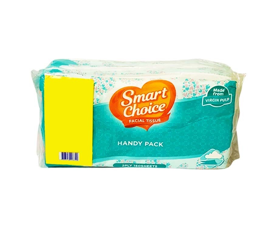 Smart Choice Facial Tissue Handy Pack 2-Ply 150 Sheets 4 Packs