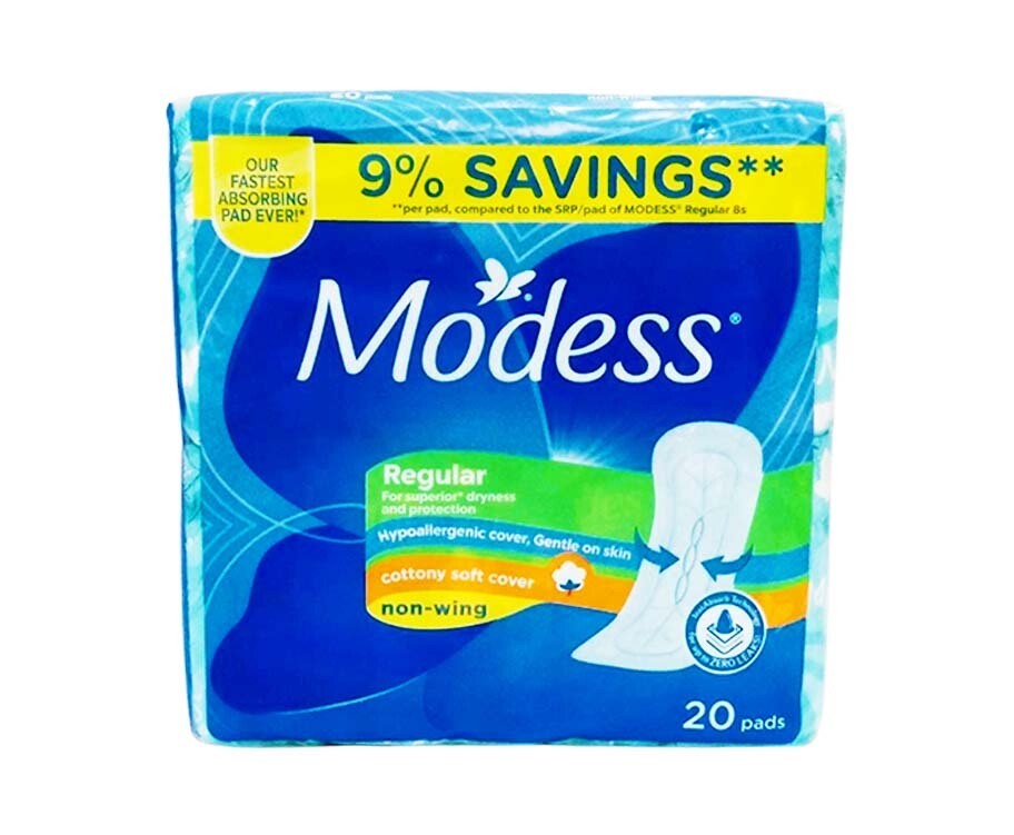 Modess Regular Cottony Soft Cover Non-Wing 20 Pads
