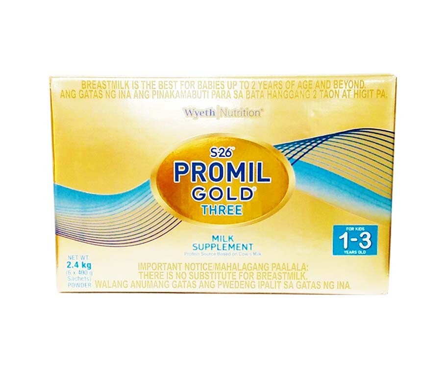 Wyeth Nutrition S-26 Promil Gold Three Milk Supplement For Kids 1-3 Years Old (6 Packs x 400g) 2.4kg