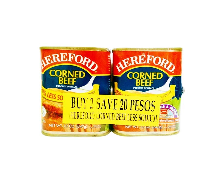 Hereford Corned Beef 25 Less Sodium (2 Packs x 340g)