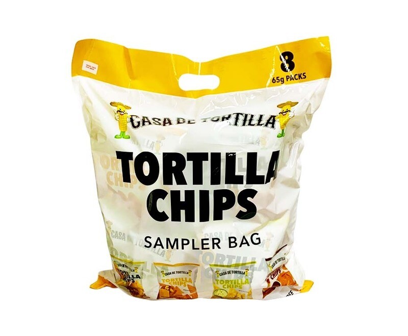 Casa de Tortilla Chips Sampler Bag (Natural, Cheese, Sour Cream &amp; Barbecue Flavor) (8 Packs x 65g)