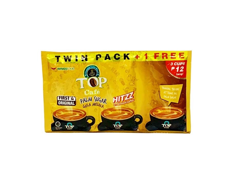 Top Café Palm Sugar Twin Pack + 1 Free 3-in-1 Instant Coffee (3 Packs x 22g) 66g