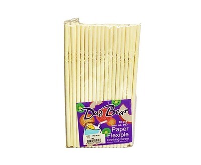 Dad Bear Paper Flexible Drinking Straw 50 Pieces