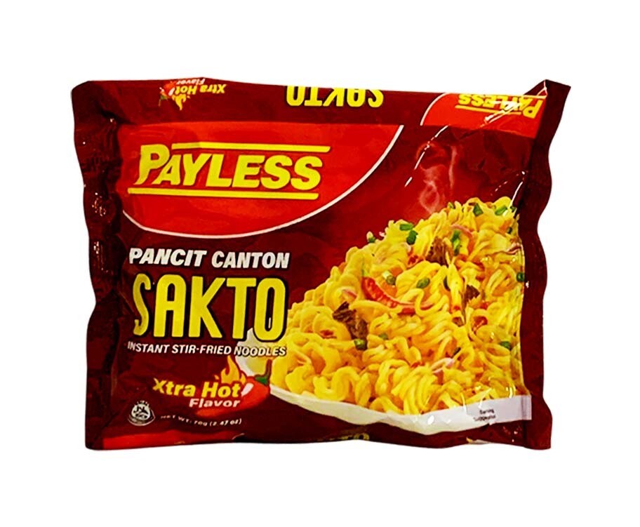 Payless Pancit Canton Sakto Instant Stir-Fried Noodles Xtra Hot Flavor 70g