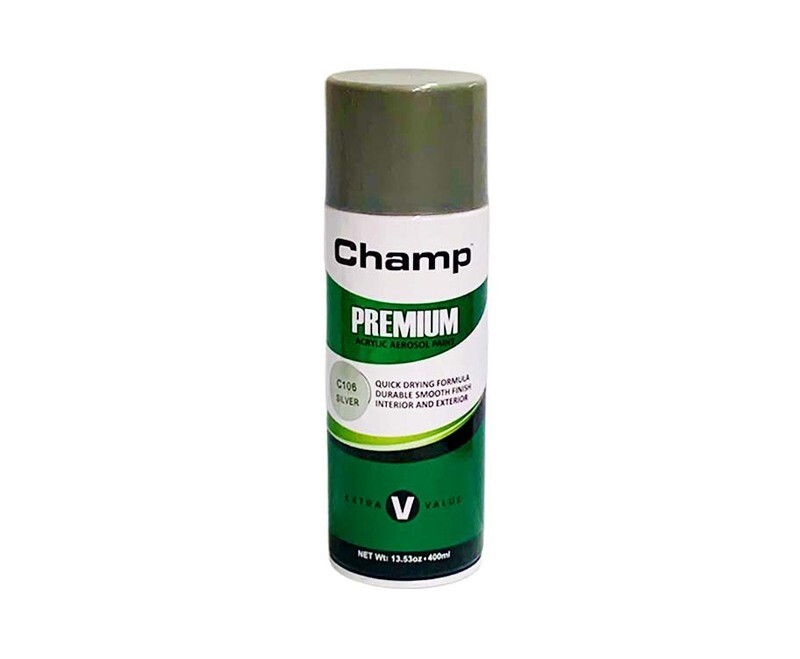 Champ Premium Acrylic Aerosol Paint C106 Silver 400mL