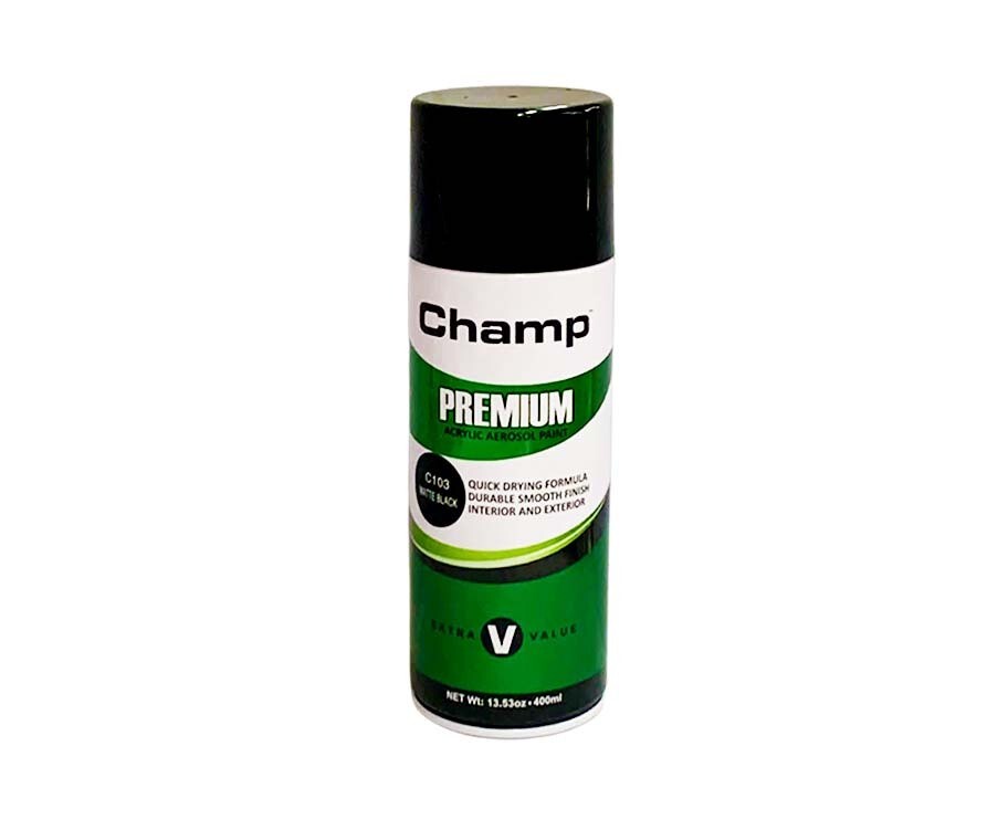 Champ Premium Acrylic Aerosol Paint C103 Matte Black 400mL