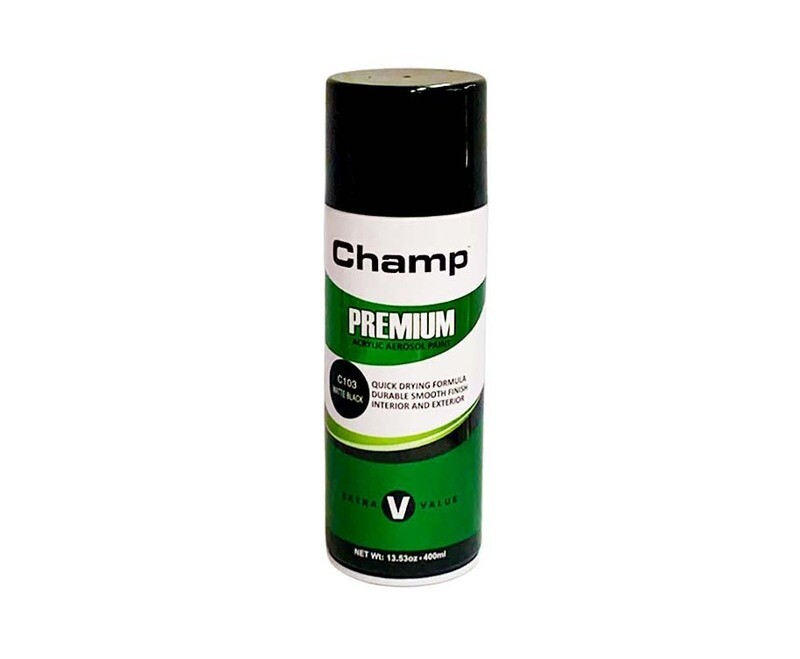Champ Premium Acrylic Aerosol Paint C103 Matte Black 400mL