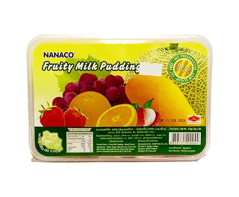 Nanaco Fruity Milk Pudding with Nata de Coco Mixed Flavour (15 Packs x 25g) 375g