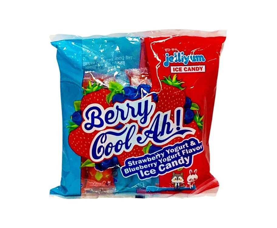 Jelliyum Ice Candy Berry Cool Ah! Strawberry Yogurt & Blueberry Yogurt Flavor Ice Candy (12 Packs x 54g)