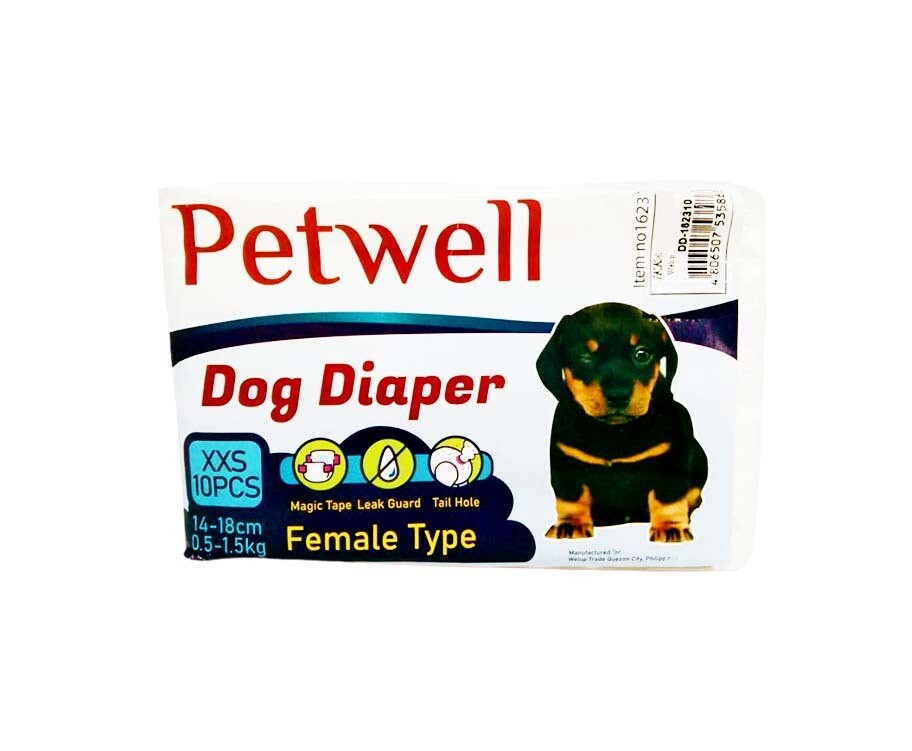 Petwell Dog Diaper XXS Female Type 10 Pieces