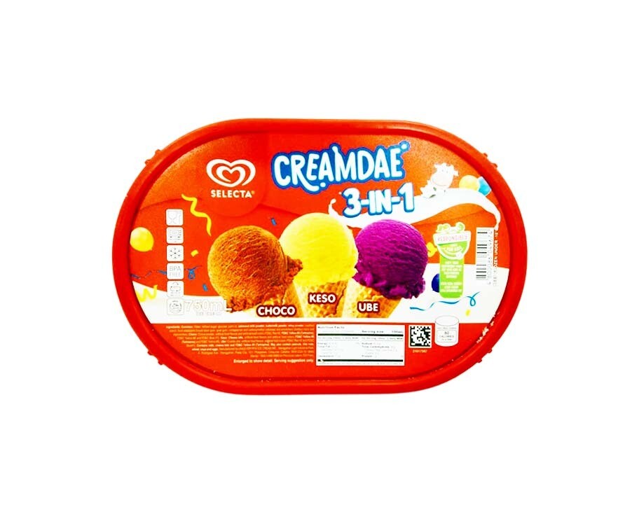 Selecta Creamdae 3-in-1 Choco + Keso + Ube 1L