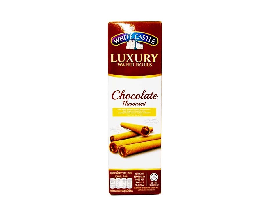 White Castle Luxury Wafer Rolls Chocolate Flavored 90g