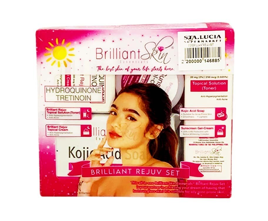 Brilliant Skin Essentials Rejuvenating Set (Toner, Topical Cream, Kojic Soap, Sunscreen Gel-Cream)